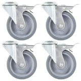 Roues pivotantes Vidaxl avec trous de boulons et freins doubles 4 pc 100 mm