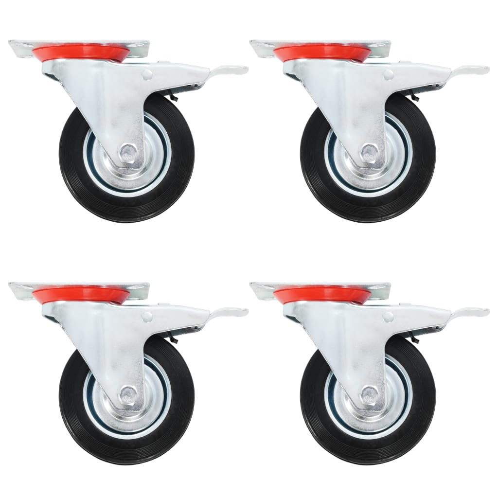 Roues pivotantes Vidaxl avec des freins doubles 4 pc 100 mm