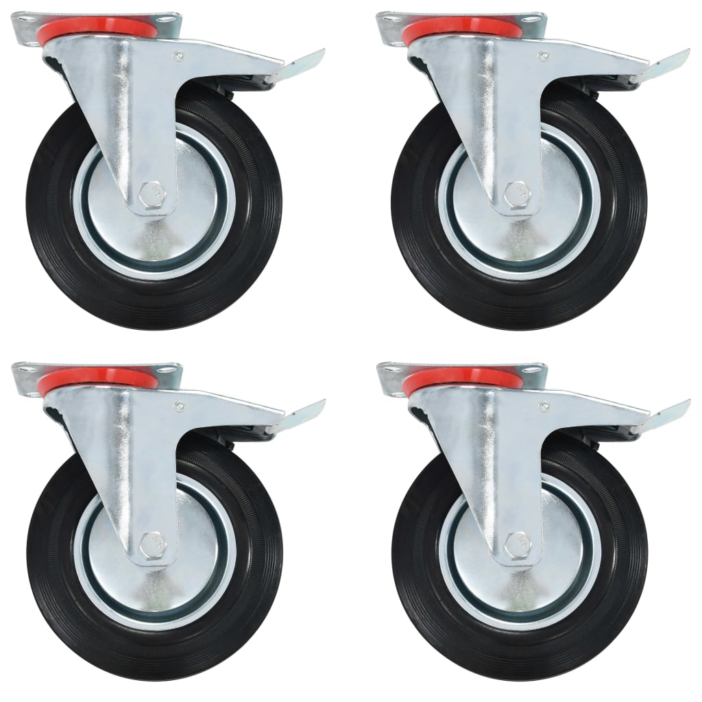 VidaXL swivel wheels with double brakes 4 st 200 mm