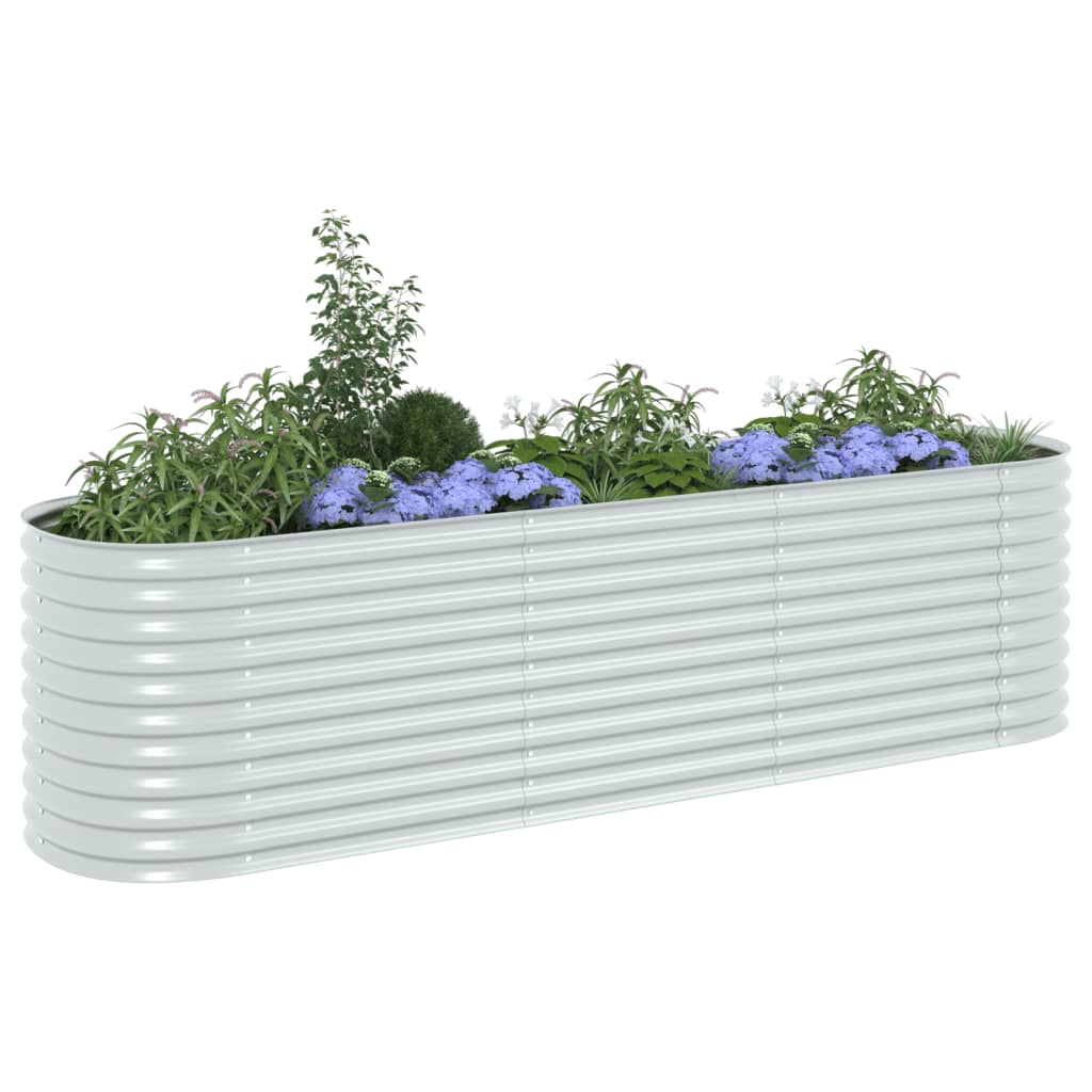 Vidaxl Planter hevet 320x80x81 cm galvanisert stål sølv