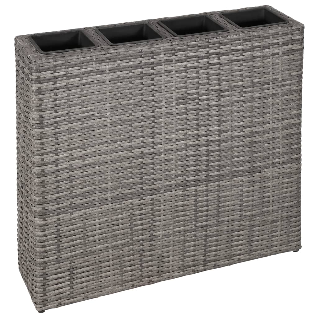 Vidaxl Planter raised with 4 pots Poly Rattan Gray