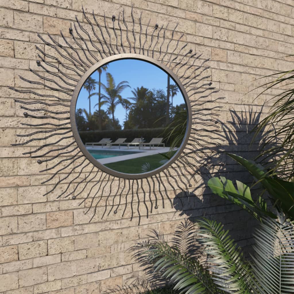 Vidaxl Garden Wall Mirror Sunburst 80 cm Negro