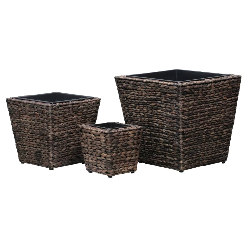 Vidaxl Planters raised 3 St Waterhyacint Brown