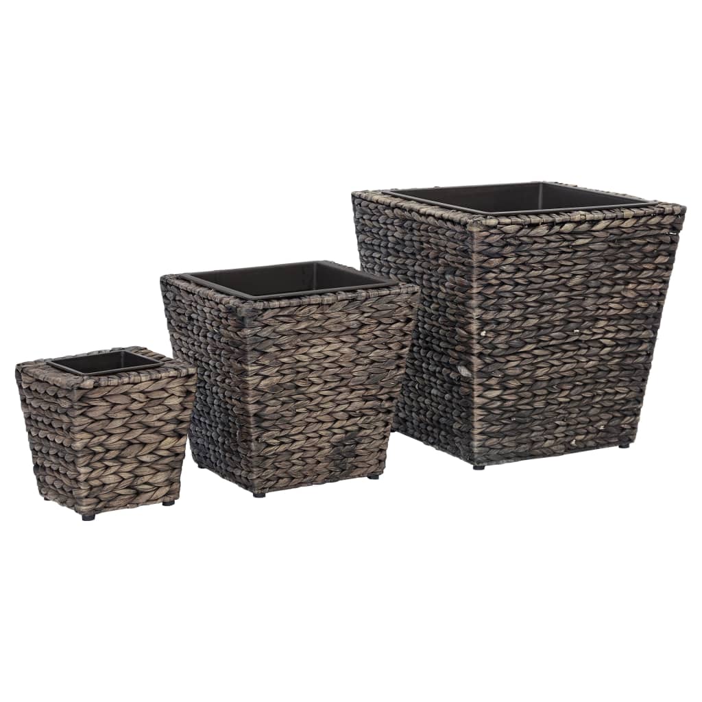 Vidaxl Planters raised 3 St Waterhyacint Brown