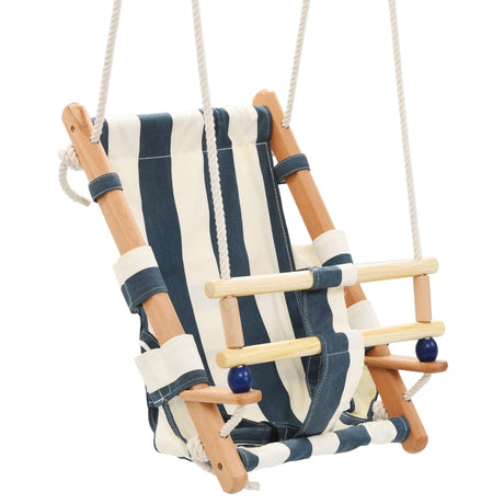 VidaXL Babyschommel met veiligheidsgordel katoen hout blauw