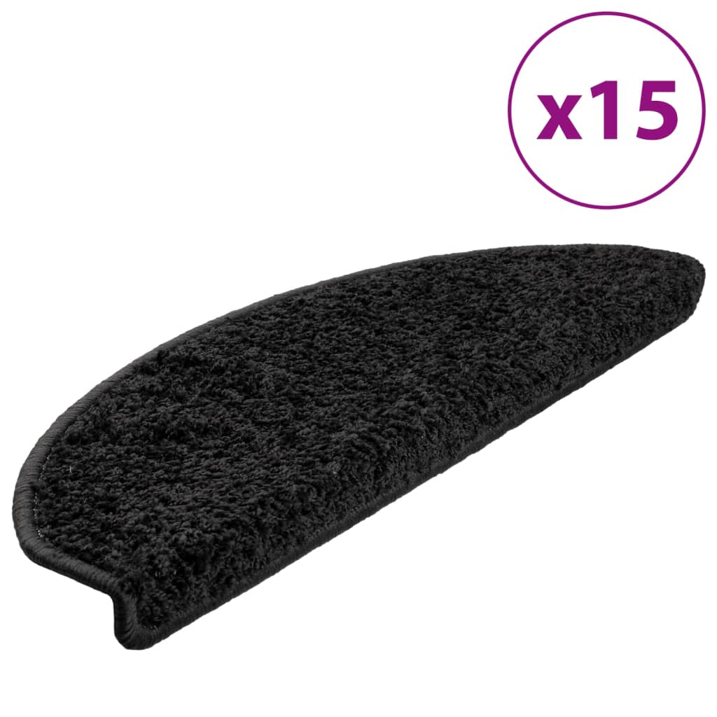 Vidaxl Stair Mats 15 St 65x21x4 cm svart