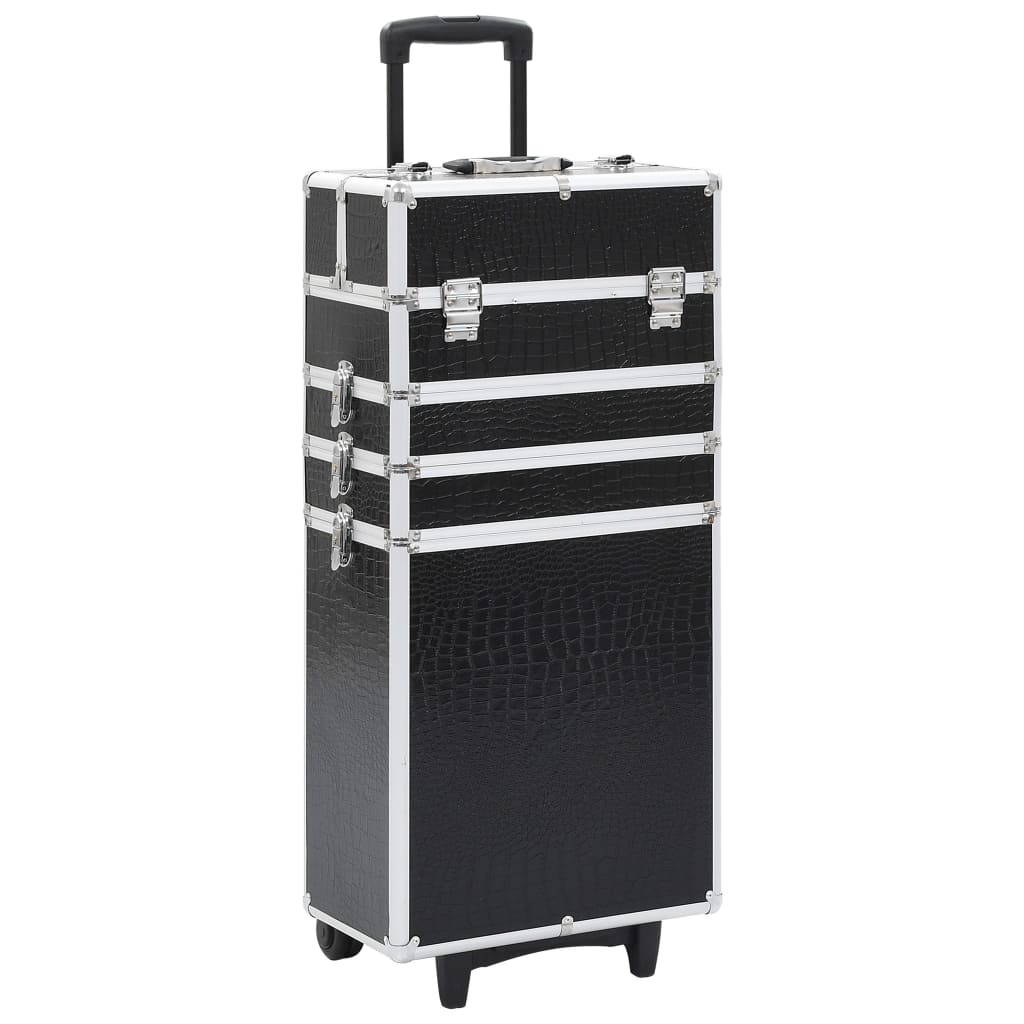 Vidaxl Makeup Trolley Aluminium schwaarz mat Krokodilmuster