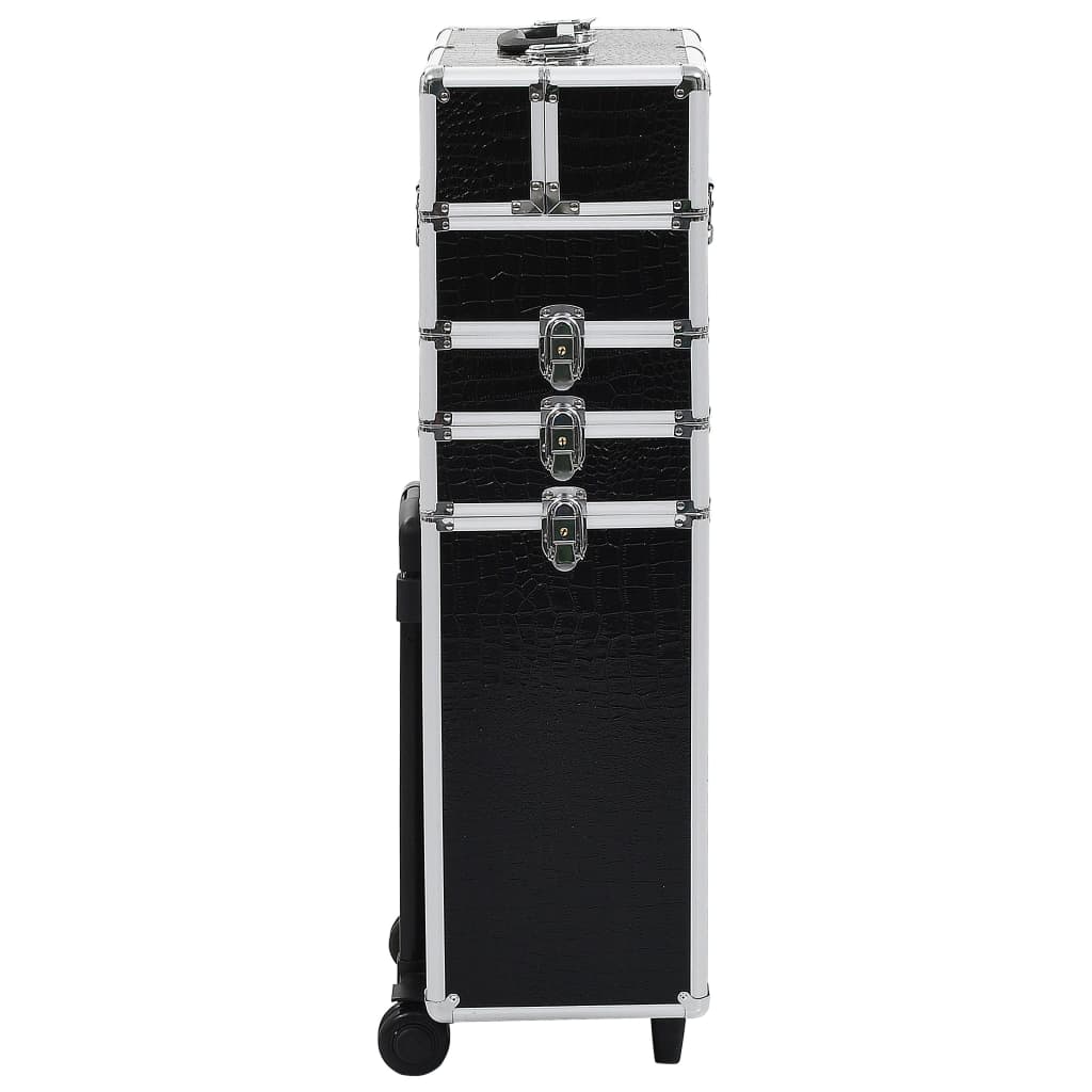 Vidaxl Makeup Trolley Aluminium schwaarz mat Krokodilmuster