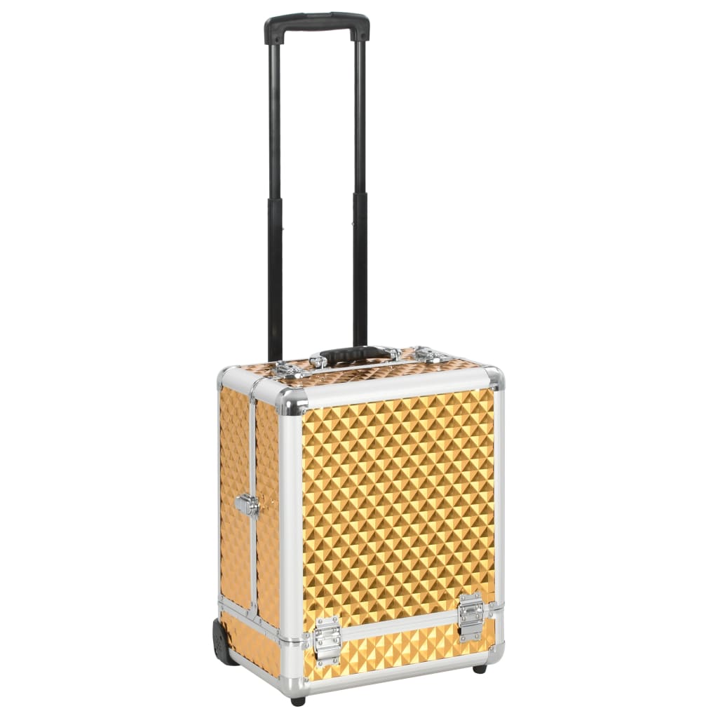 Vidaxl Makeup Trolley 35x29x45 cm Aluminium Gold faarweg