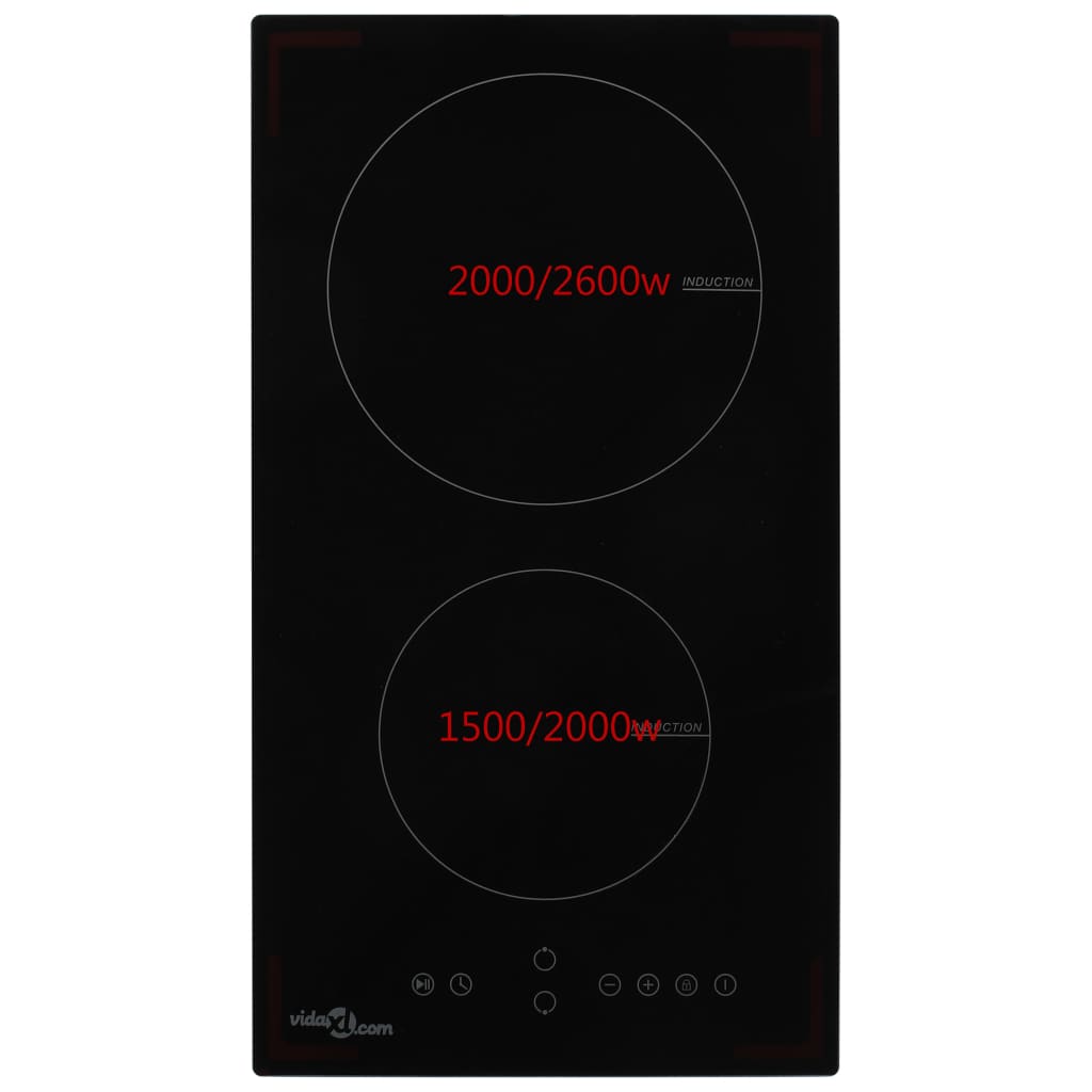 Vidaxl Induktioun Hob mat 2 Kachzonen Touch Control 3500 w Glas