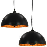 Vidaxl taklamper 2 stk semi -round E27 40 cm svart og gullfarget