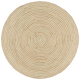 Vidaxl rug handgemaachte mat Spiral Design 150 cm Jute Wäiss