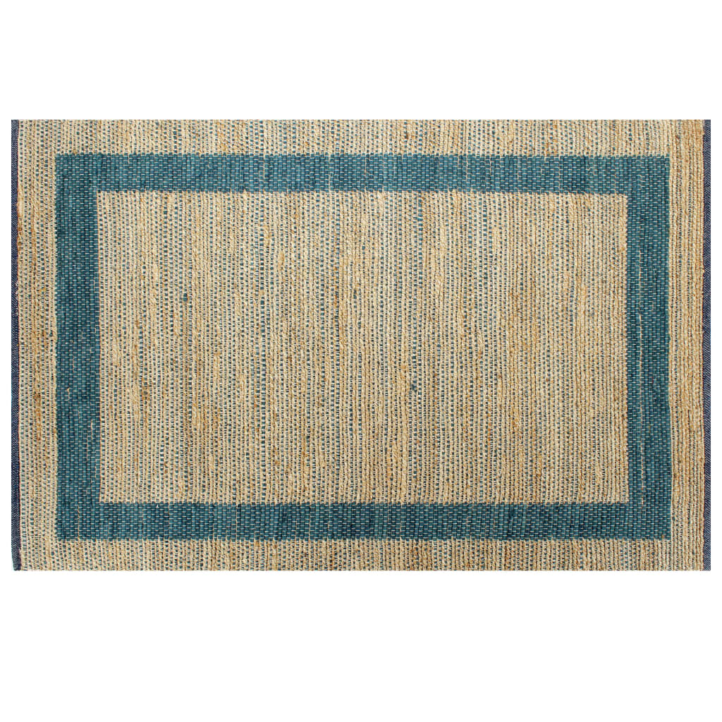 Vidaxl tapis fait à la main 160x230 cm de jute bleu