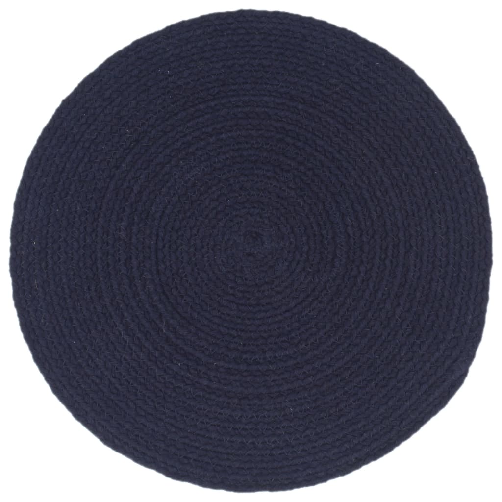 Vidaxl Placemats 6 sts Round 38 cm cotton plain navy blue