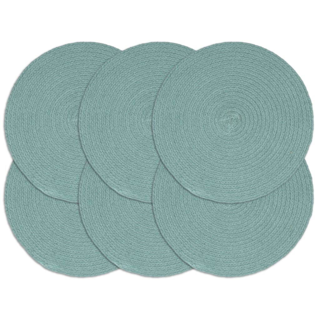 Vidaxl Placemats 6 sts runde 38 cm bomullsgrønn