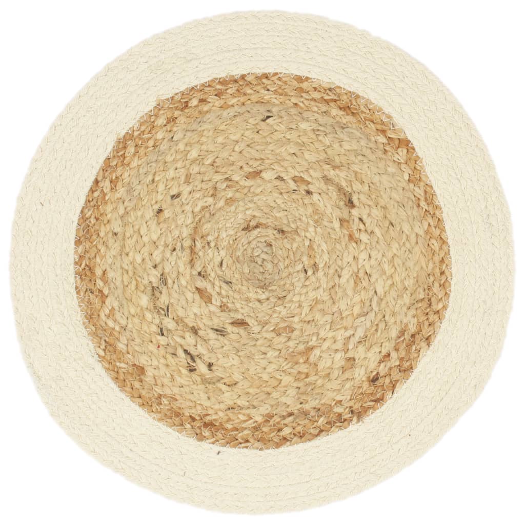 Vidaxl Placetmats 4 STS ronderëm 38 cm Jute a Koteng natierlech