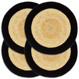 Vidaxl Placemats 4 ST 38 cm Jute et Coton Natural and Black