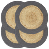 Vidaxl Placemats 4 st 38 cm jute and cotton of course and anthracite