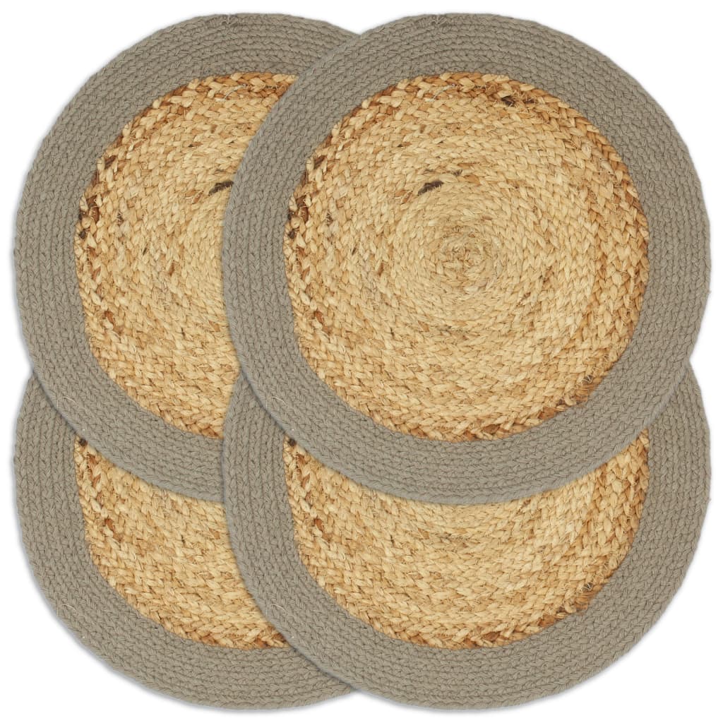 Vidaxl Placecats 4 st 3 3 3 cm jute a Kotteng natierlech a gro