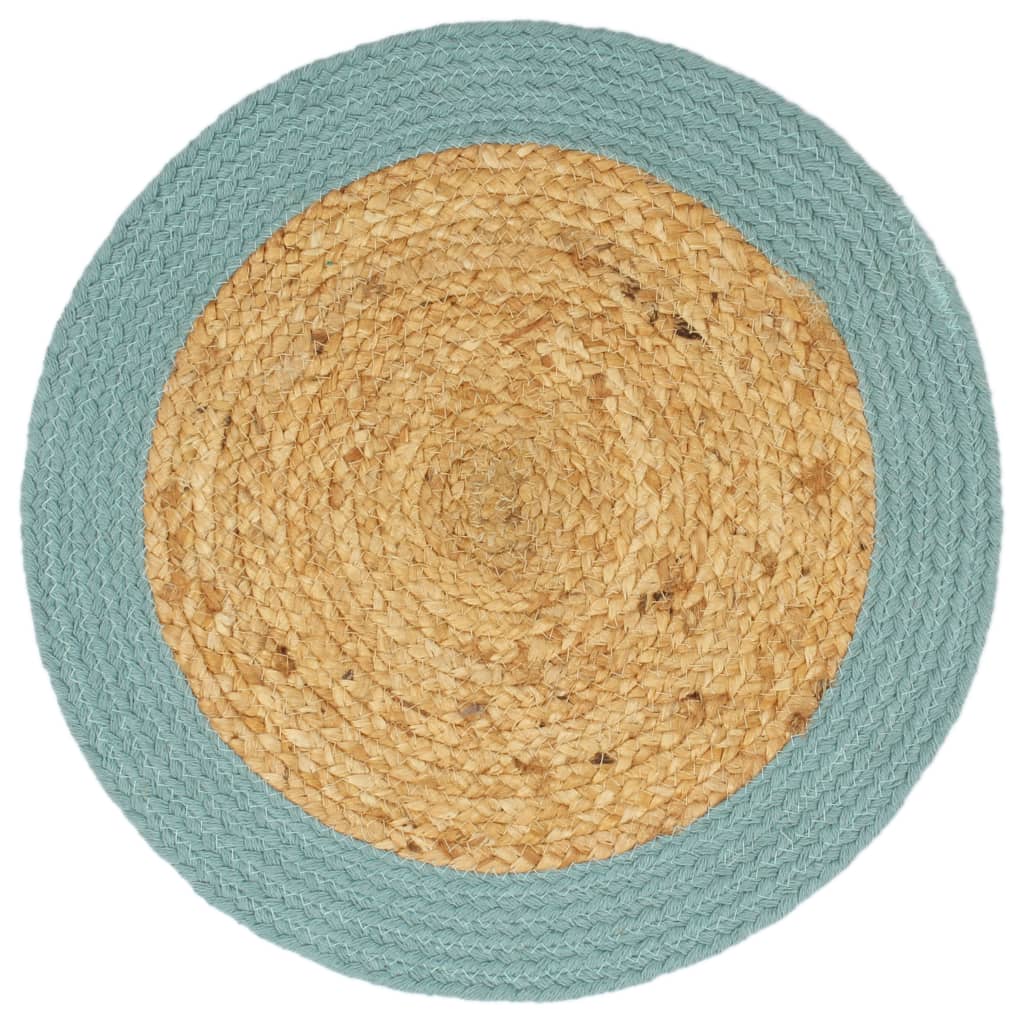 Vidaxl placemats 4 st 38 cm jute en katoen natuurlijk en groen