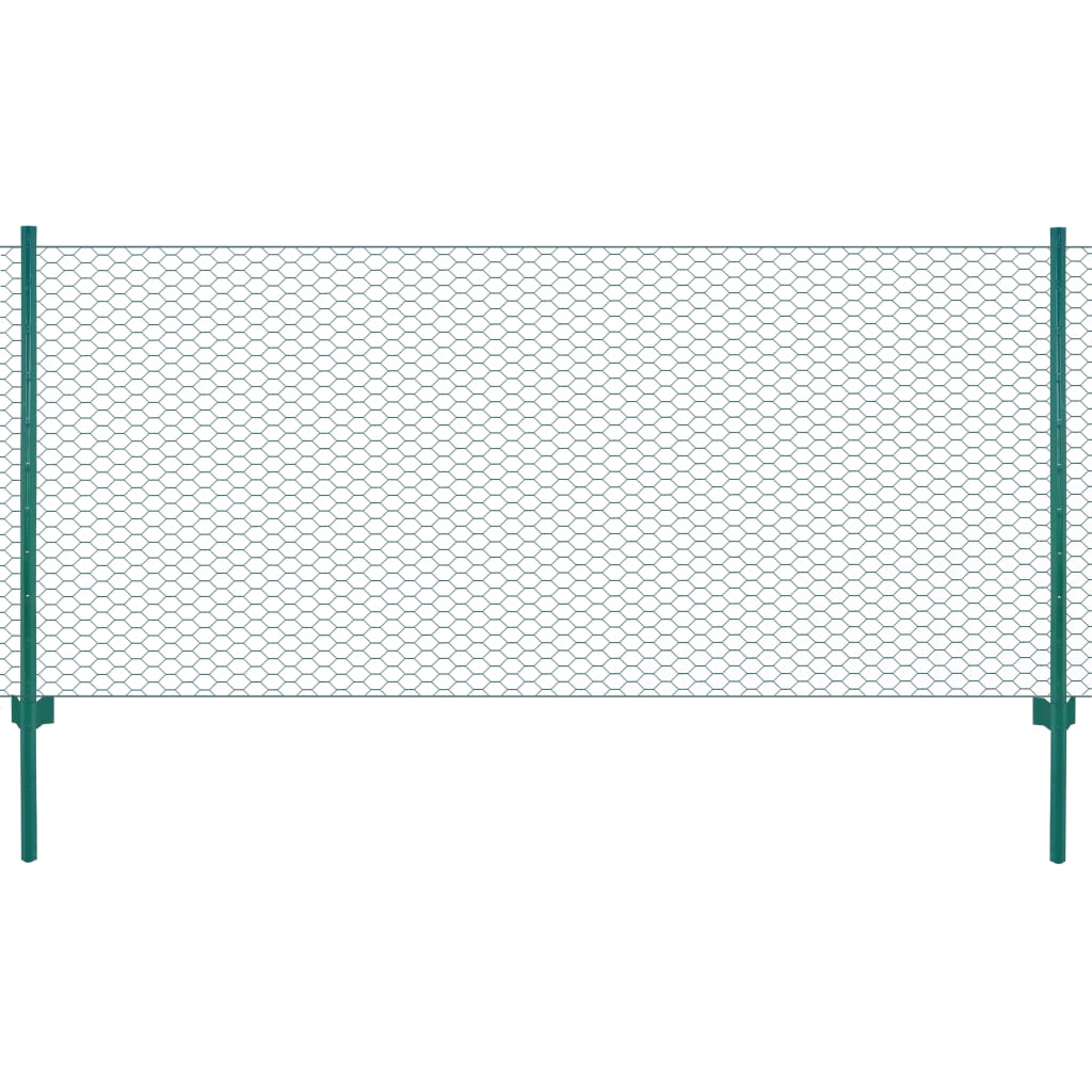 Vidaxl Wire Mesh FET con pali 25x0,5 m in acciaio verde