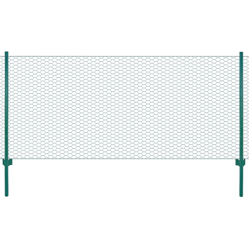 Vidaxl Wire Mesh Fet med stolper 25x0,75 m stålgrøn