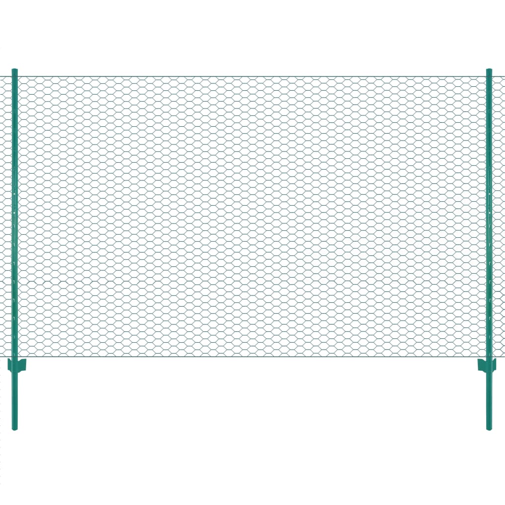 Vidaxl Wire Mesh FET con pali 25x1,5 m in acciaio verde