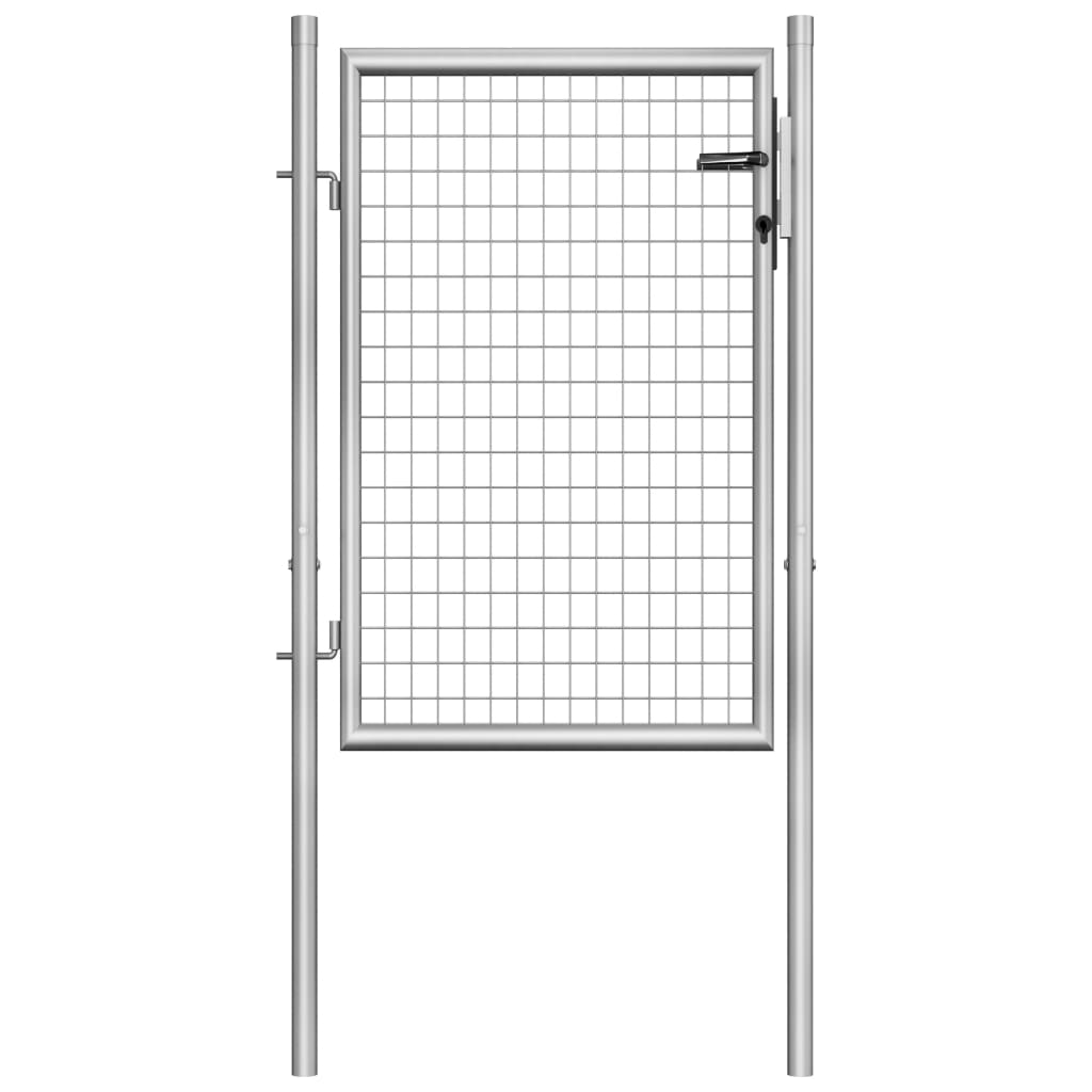 Vidaxl port 105x150 cm galvaniséiert Stol Sëlwer faarweg