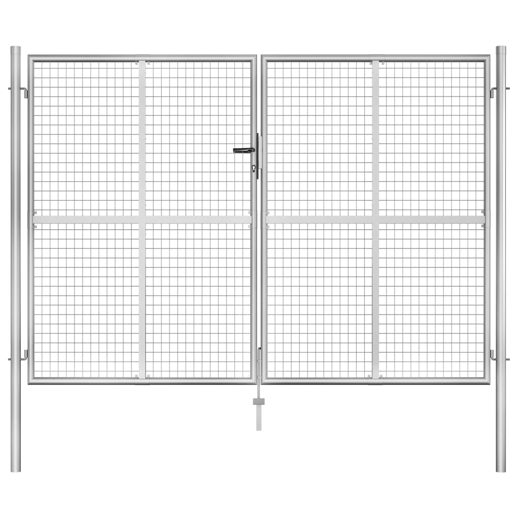 Vidaxl Port 306x225 cm galvaniséiert Stol Sëlwer faarweg