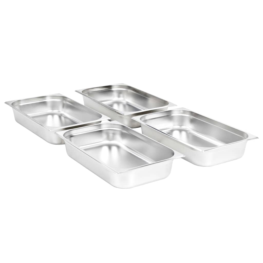 Vidaxl Gastronormbakken 4 PCS Gn 1 1 100 mm de acero inoxidable