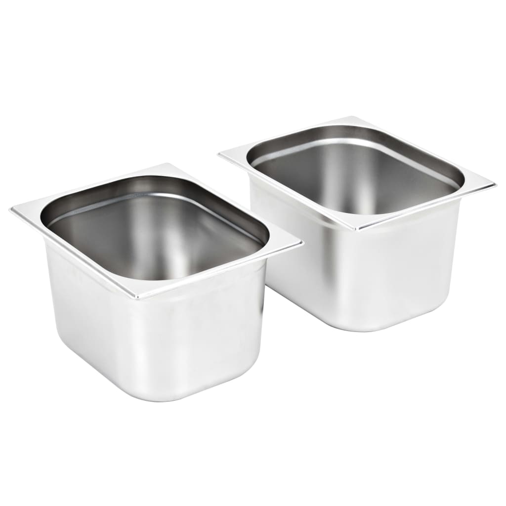 Vidaxl gastronormbakken 2 pc Gn 1 2 200 mm rustfrit stål