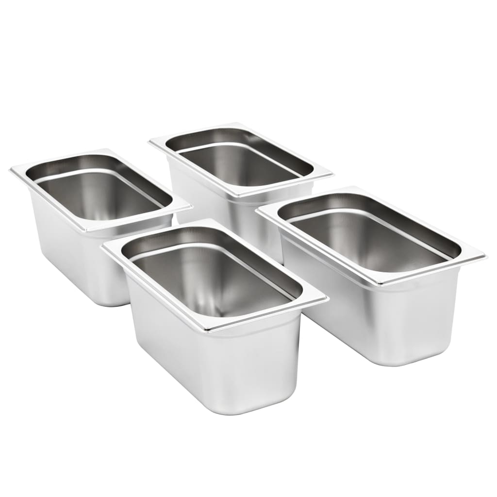 Vidaxl Gastronormbakken 4 PCS Gn 1 3 150 mm de acero inoxidable