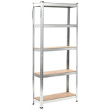 Vidaxl storage rack 5-layer steel and processed wood silver colored