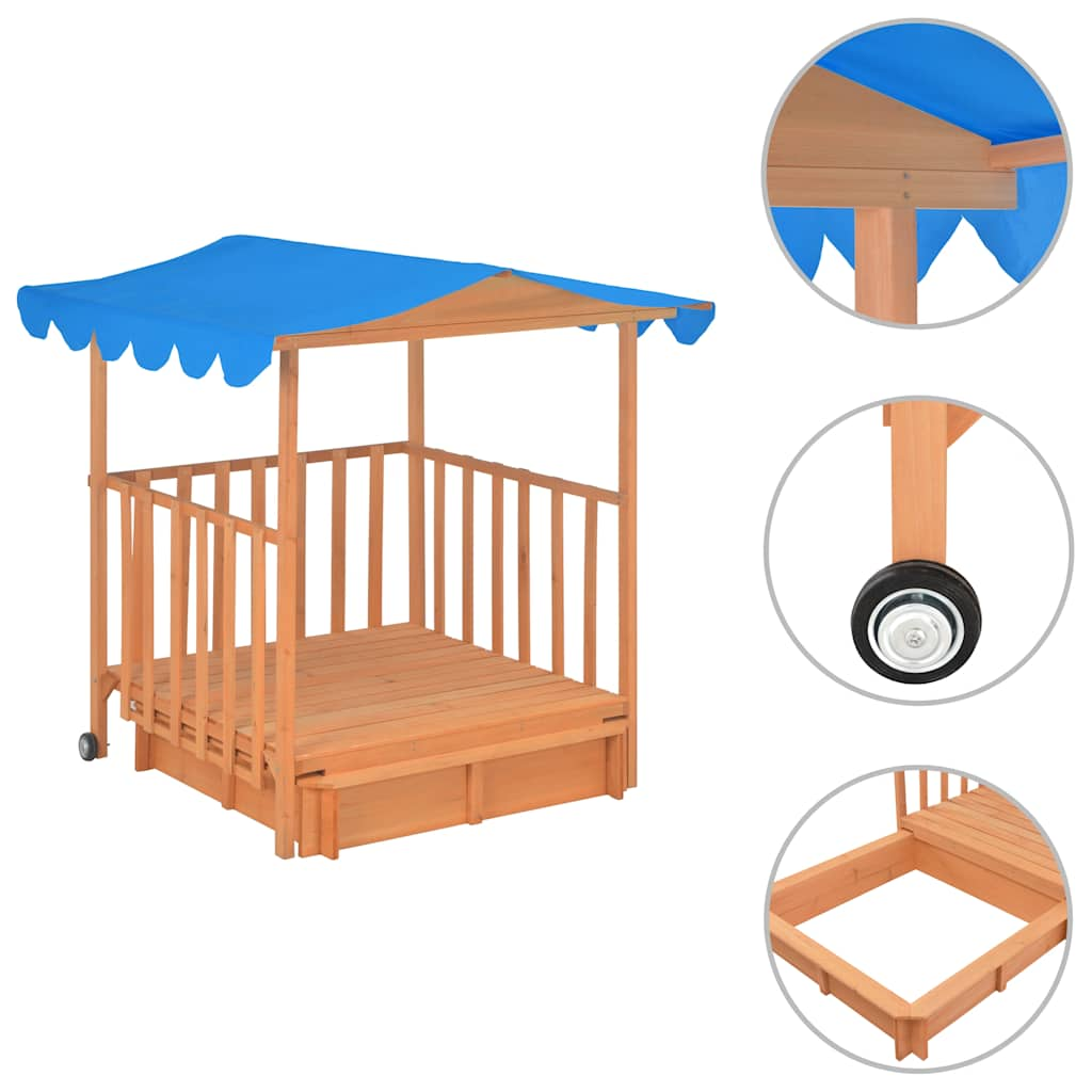 Vidaxl Children's Playhouse z Sandbox Uv50 Pinewood Blue