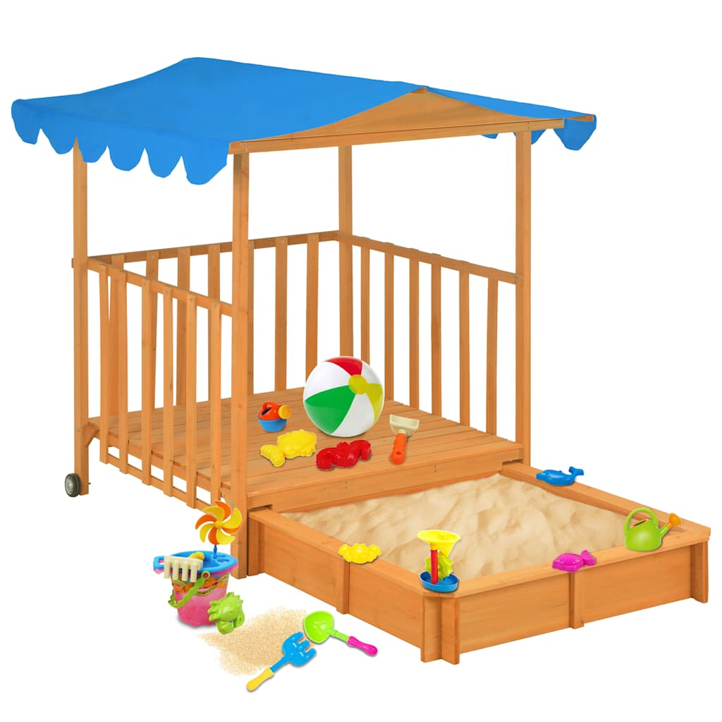 Vidaxl Children's Playhouse con sandbox Uv50 Pinewood Blue