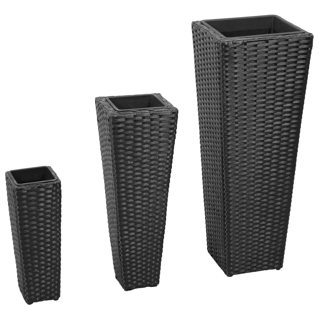 Vidaxl Planters hævede 3 st poly rotting sort