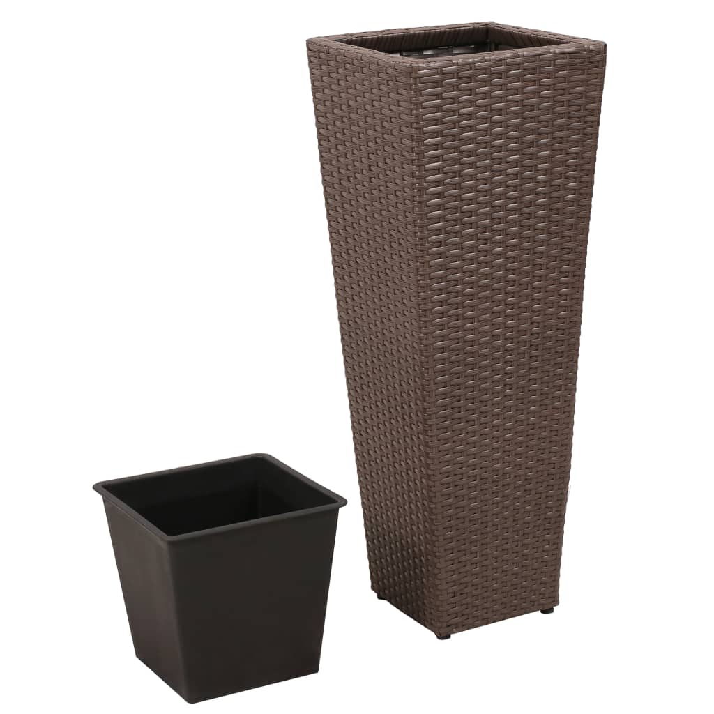 Vidaxl Planters höjde 3 St Poly Rattan Brown