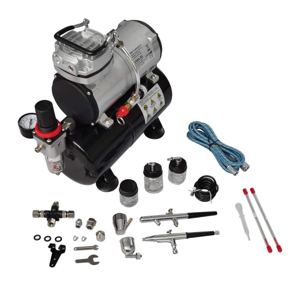 BIDAXL AIRBRUSH COMPRESSOR SET med 2 pistoler