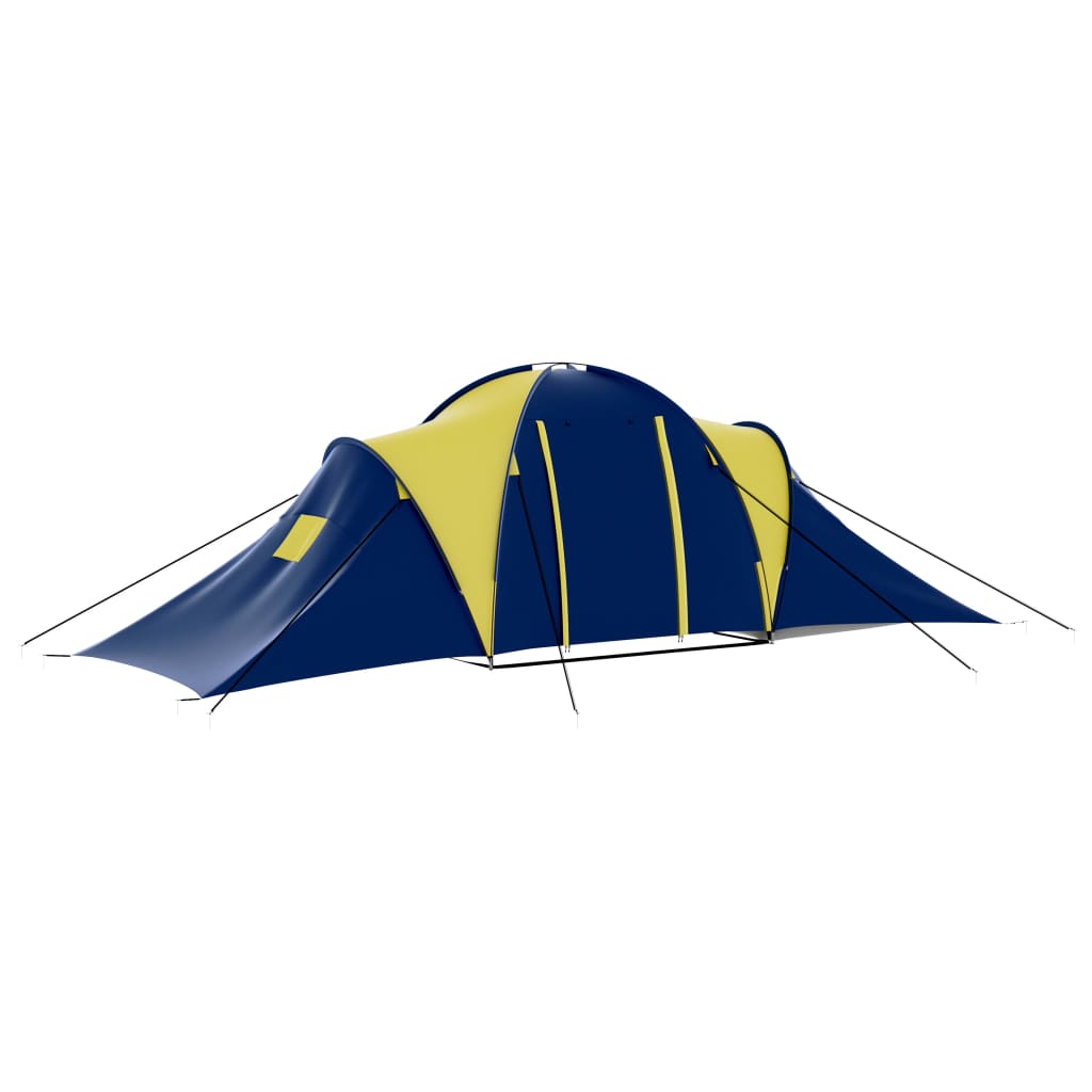 Vidaxl carpa poliéster de 9 personas azul y amarillo