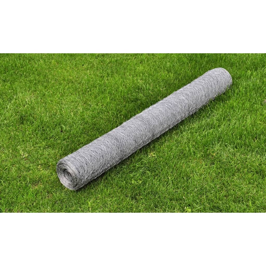 Alambre de pollo Vidaxl 25x0.5 M de acero galvanizado de color plateado