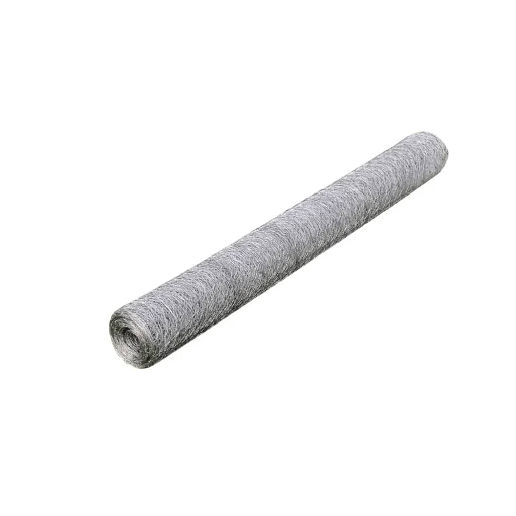 Alambre de pollo Vidaxl 25x0.5 M de acero galvanizado de color plateado