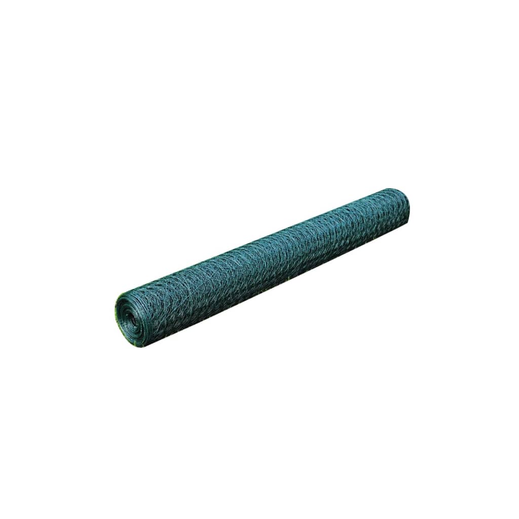 Alambre de pollo Vidaxl 25x1 m con recubrimiento de PVC verde