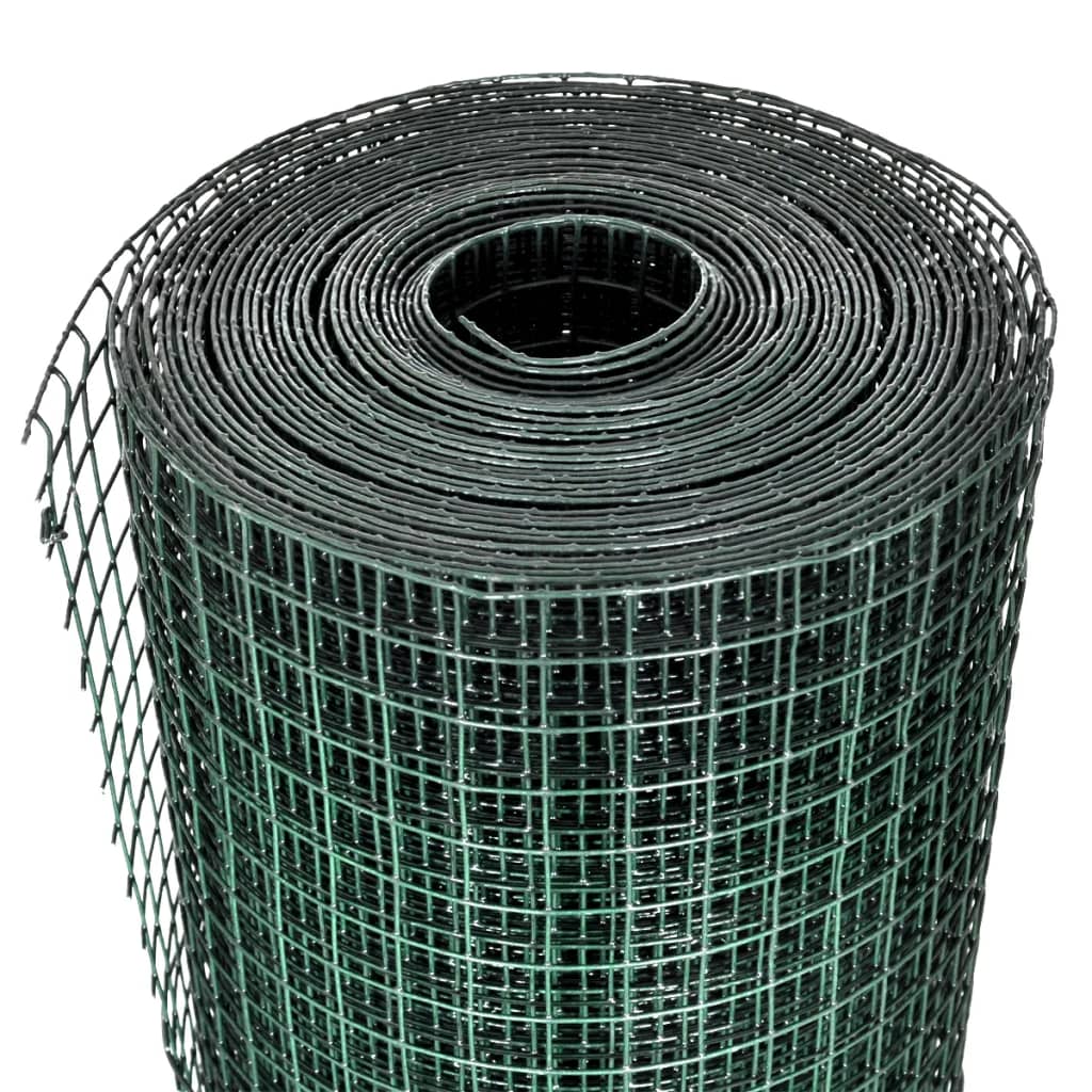 Vidaxl kippengaas 10x1 m gegalvaniseerd staal met pvc-coating groen