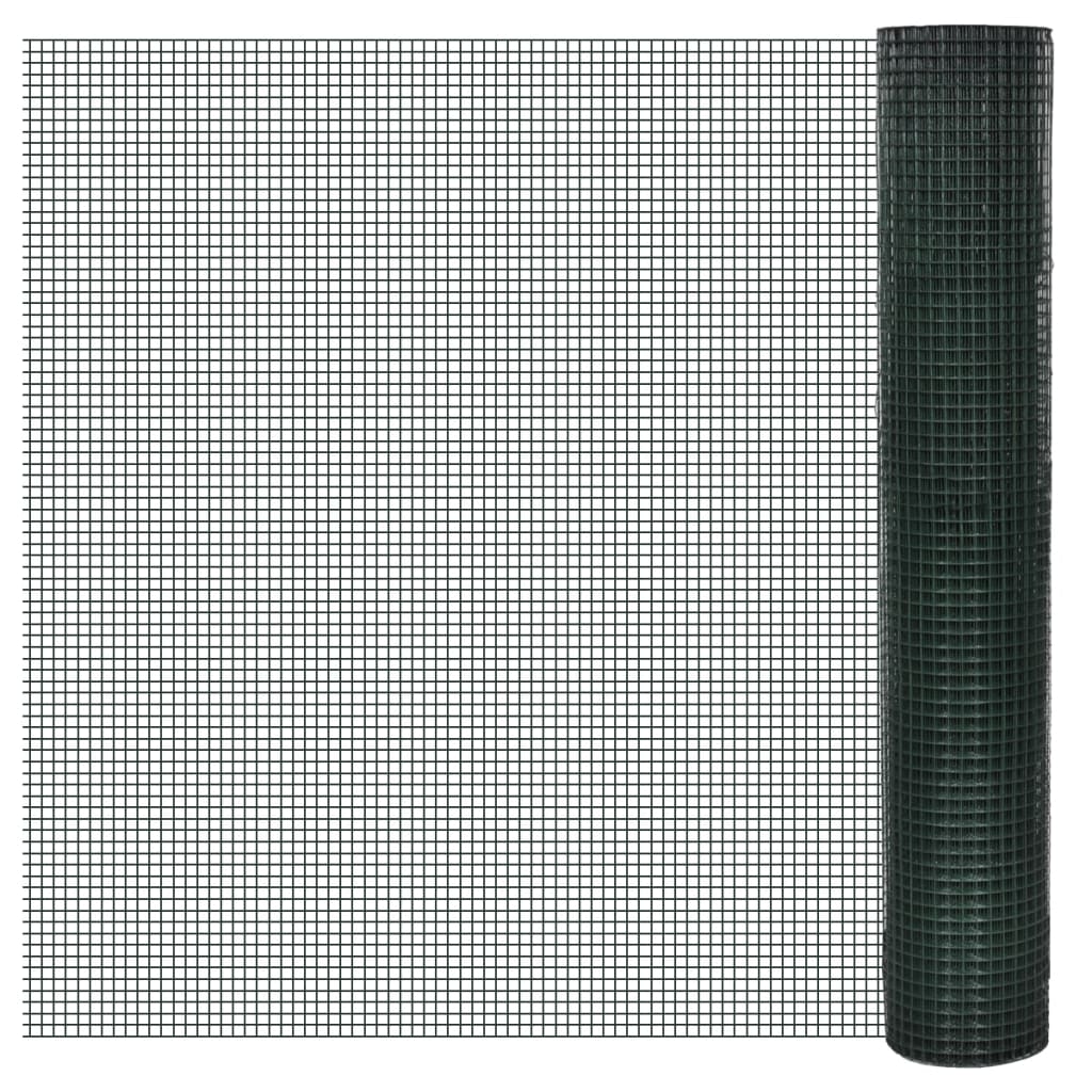 Alambre de pollo Vidaxl 1x25 M Galvanizado de acero verde