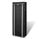 Armoire à chaussures vidaxl avec couvercle 57x29x162 tissu noir