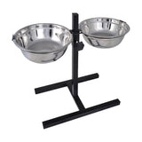 Vidaxl Feeding Bucket Dog Cats Justerbar (2 x 2,6 L rustfritt stålbaking)