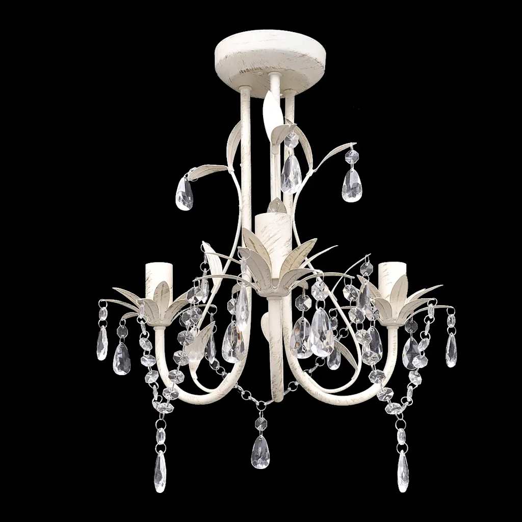 Vidaxl Crystal Chandelier med vit elegant design (3 lampor)