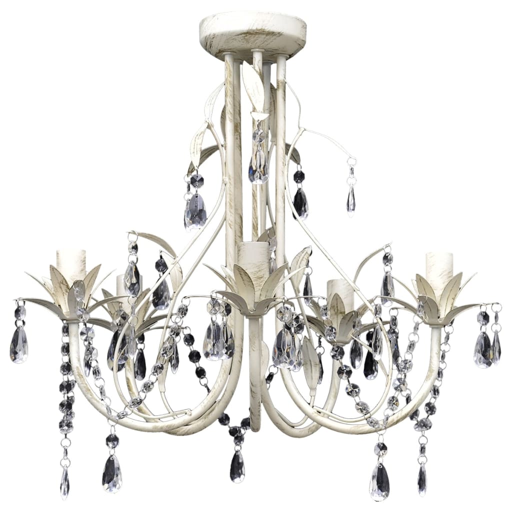 Vidaxl Crystal Chandelier med hvit elegant design (5 lamper)