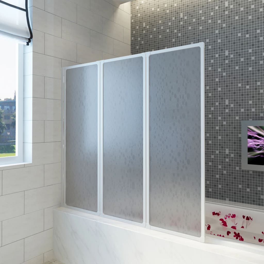 Vidaxl Bath Screen 3 Panels Foldbar 141 x 132 cm