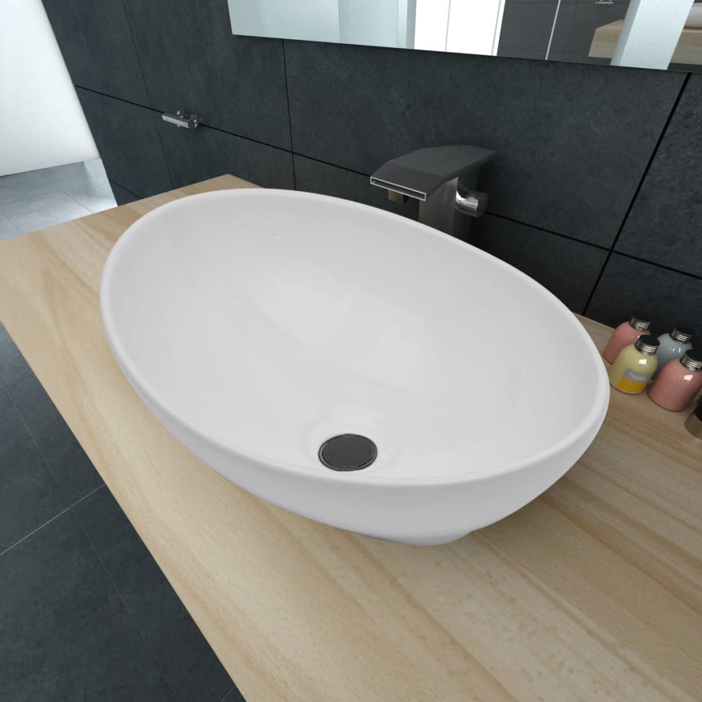 Vidaxl Washbasin Oval 40x33 cm keramická bílá